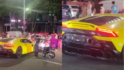 新兰博基尼被撞